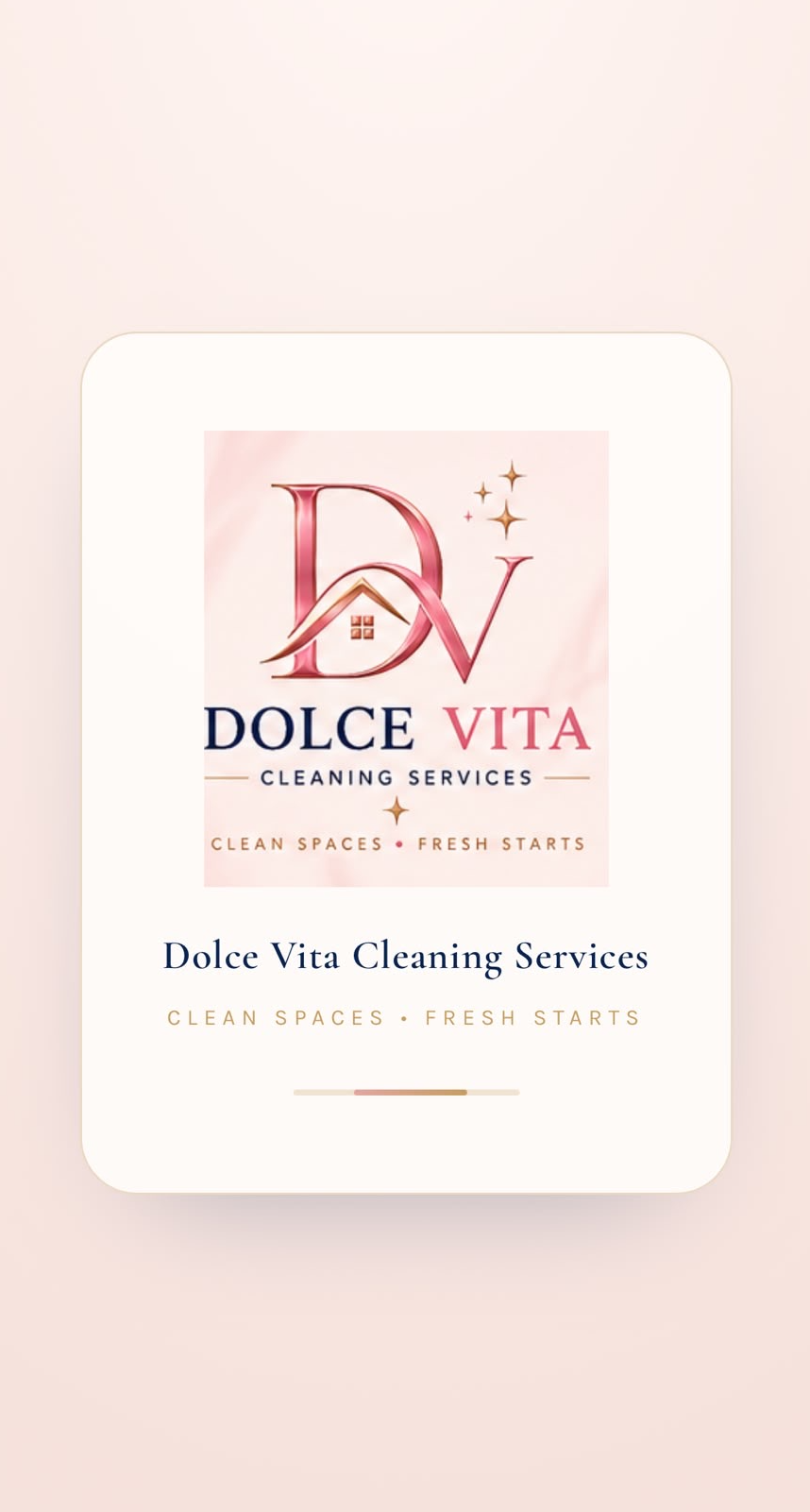 Dolce Vita Cleaning Services mobile app launch screen